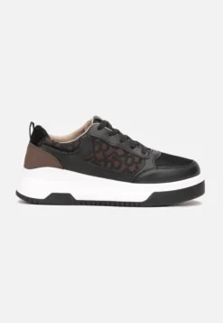 Czarne Sneakersy Zdobione Wstawką Lerijane