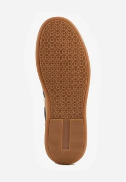 Czarne Sneakersy ze Skóry Naturalnej z Geometrycznym Wzorem Zetisius