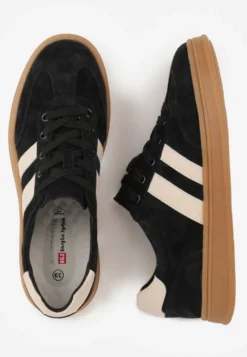 Czarne Sneakersy ze Skóry Naturalnej z Geometrycznym Wzorem Zetisius