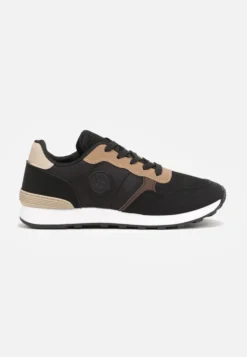Czarne Sneakersy ze Sznurowaniem na Płaskiej Podeszwie Apotasia