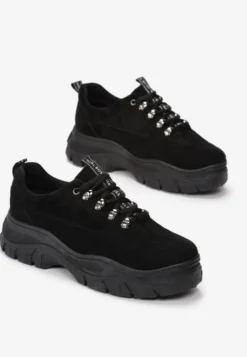 Czarne Sneakersy z Imitacji Skóry Farwynn