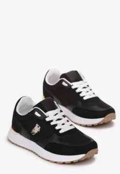 Czarne Sneakersy z Ozdobną Podeszwą i Przeszyciami Novajean