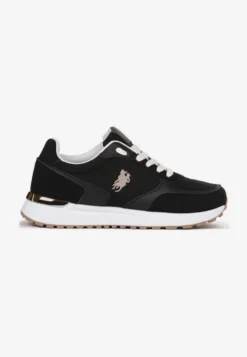 Czarne Sneakersy z Ozdobną Podeszwą i Przeszyciami Novajean