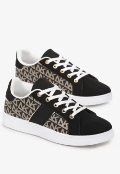 Czarne Sneakersy z Printem Casica