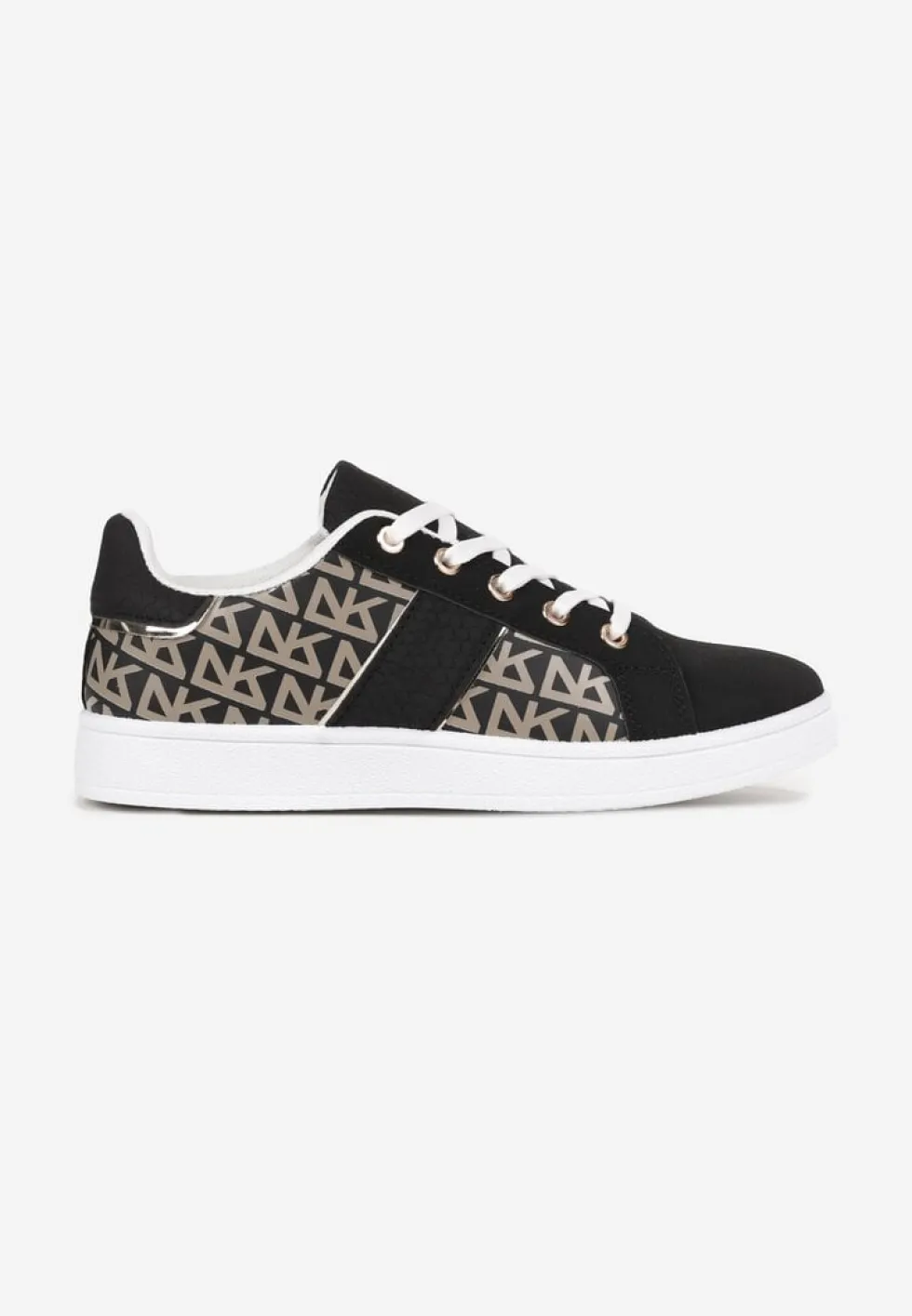 Czarne Sneakersy z Printem Casica