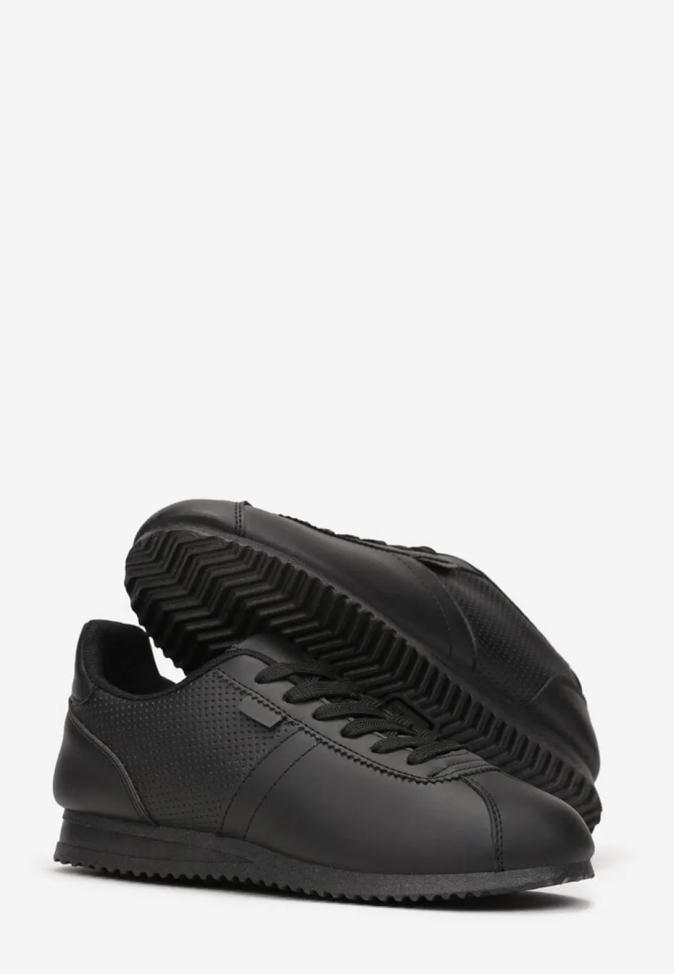 Czarne Sneakersy z Przeszyciami Phyrise