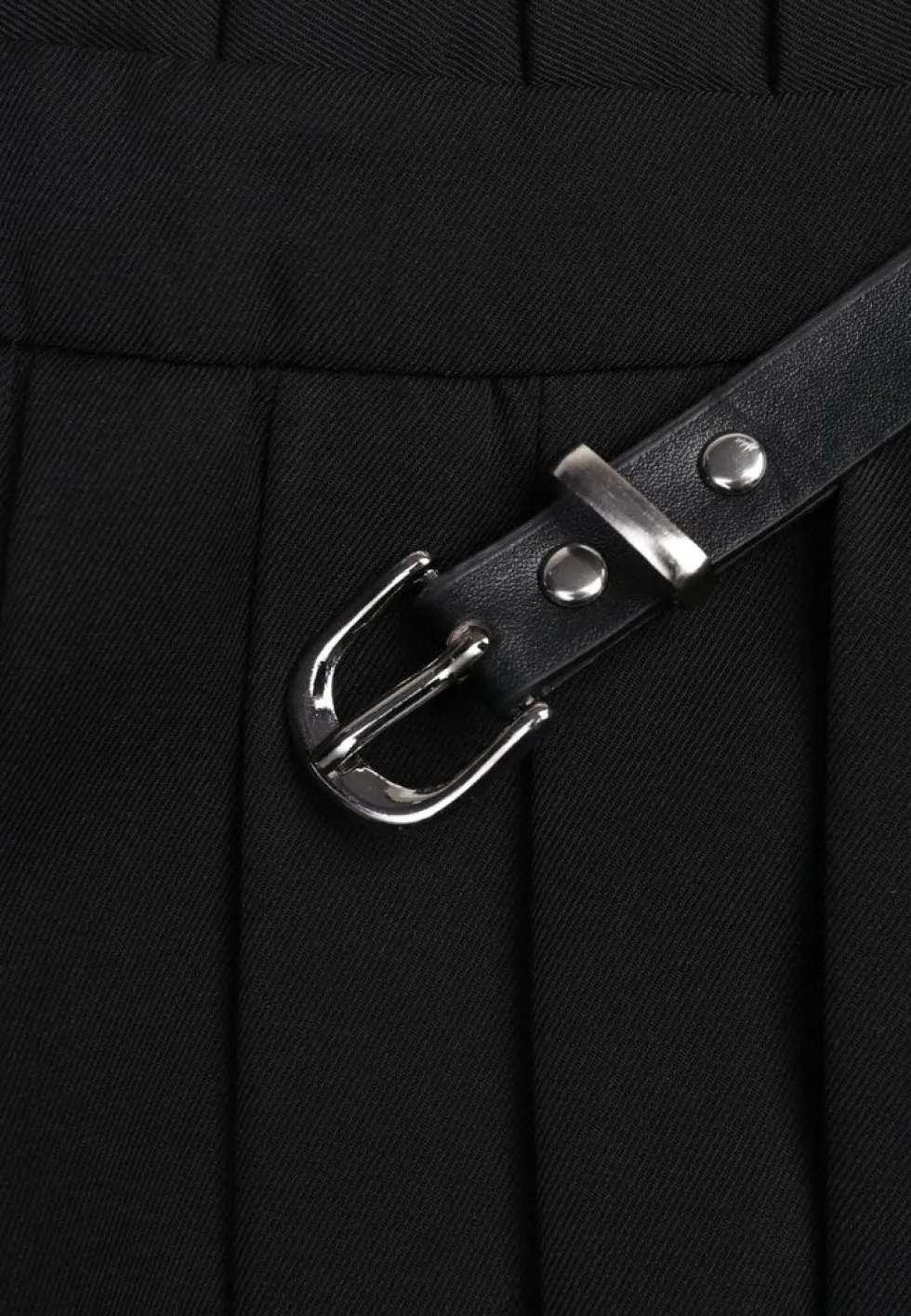 Czarne Spódnico-Szorty Plisowane High Waist Ozdobione Paskiem Eranivia
