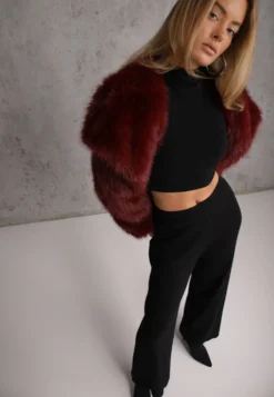 Czarne Spodnie Casual z Dzianiny z Wiskozą o Fasonie Straight Leg Nalex