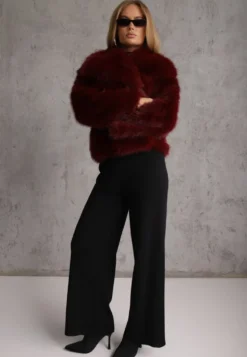 Czarne Spodnie Casual z Dzianiny z Wiskozą o Fasonie Straight Leg Nalex