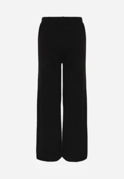 Czarne Spodnie Casual z Dzianiny z Wiskozą o Fasonie Straight Leg Nalex