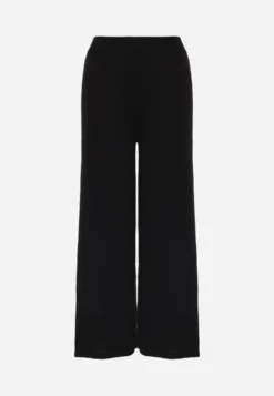 Czarne Spodnie Casual z Dzianiny z Wiskozą o Fasonie Straight Leg Nalex