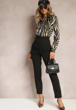 Czarne Spodnie Cygaretki High Waist Molfi