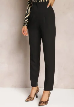 Czarne Spodnie Cygaretki High Waist Molfi