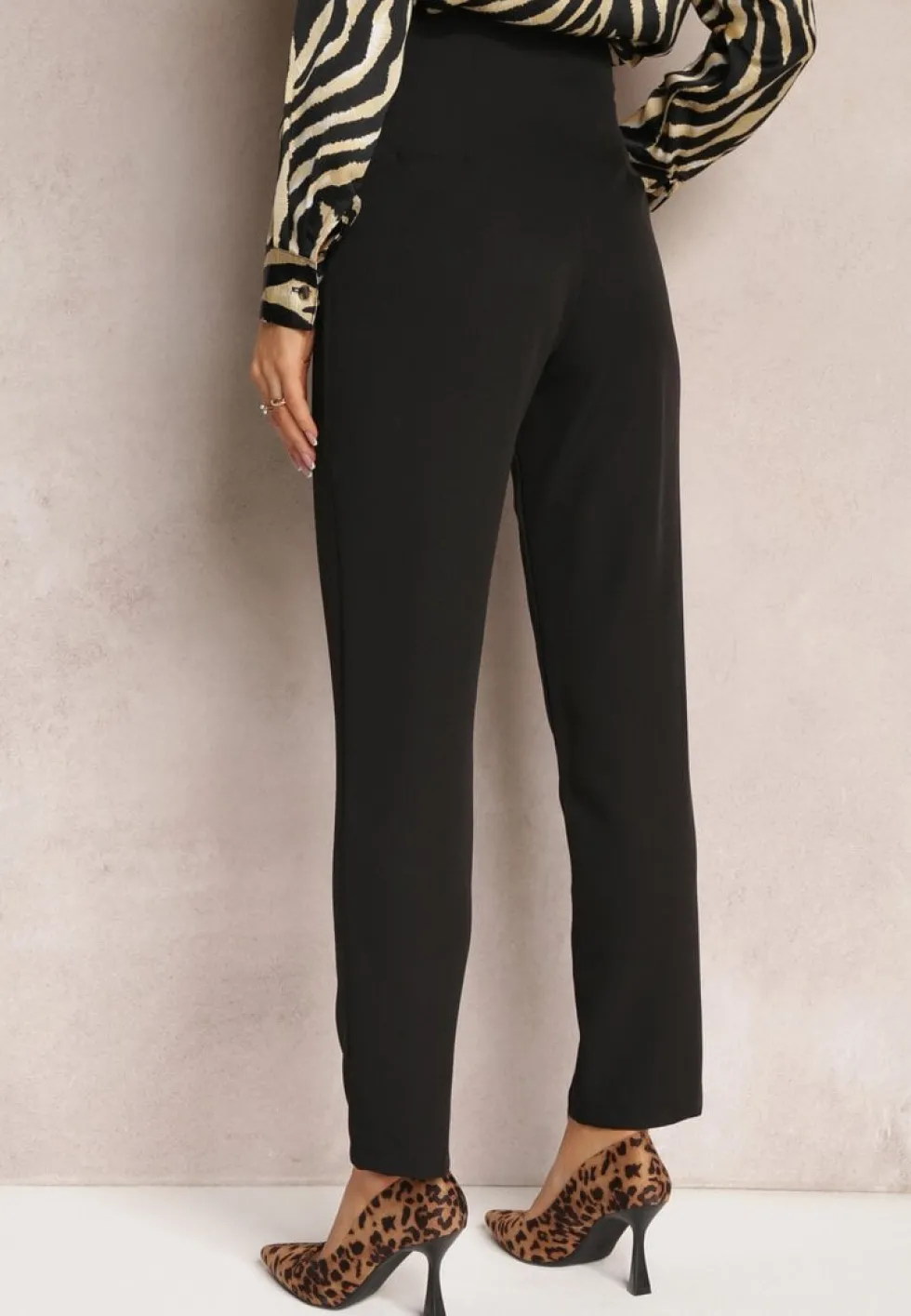 Czarne Spodnie Cygaretki High Waist Molfi