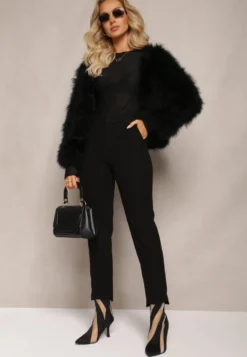 Czarne Spodnie Garniturowe High Waist Aigah