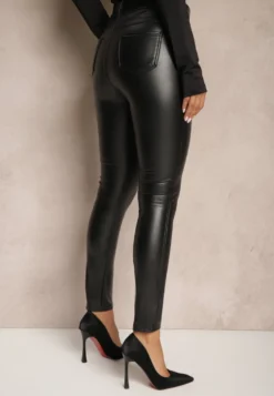 Czarne Spodnie o Kroju Skinny z Imitacji Skóry Zorlemi