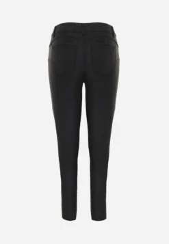Czarne Spodnie Push-Up Skinny z Woskowanym Matowym Wykończeniem Tarellia