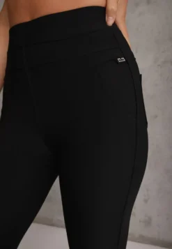 Czarne Spodnie Skinny High Waist z Gumką w Talii Ivelbia