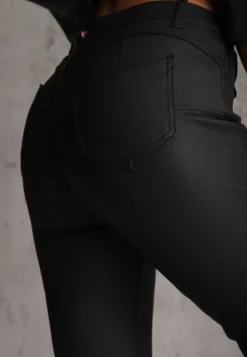 Czarne Spodnie Skinny z Imitacji Skóry Operwena