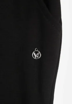 Czarne Sportowe Spodnie Typu Jogger High Waist ze Ściągaczem w Talii Isirona