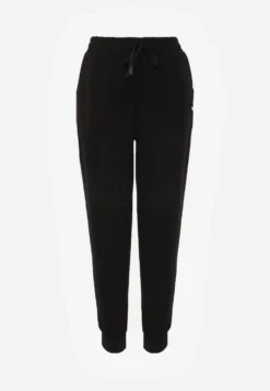 Czarne Sportowe Spodnie Typu Jogger High Waist ze Ściągaczem w Talii Isirona