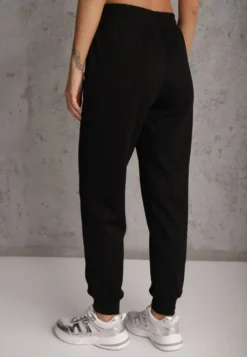 Czarne Sportowe Spodnie Typu Jogger High Waist ze Ściągaczem w Talii Isirona