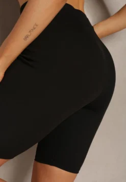 Czarne Sportowe Szorty Kolarki Prążkowane High Waist Steiama