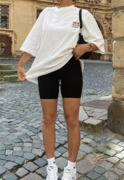 Czarne Sportowe Szorty Kolarki Prążkowane High Waist Steiama