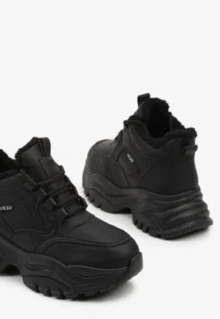 Czarne Streetwearowe Sneakersy Vices Chunky w Stylu Traperów na Platformie Leate
