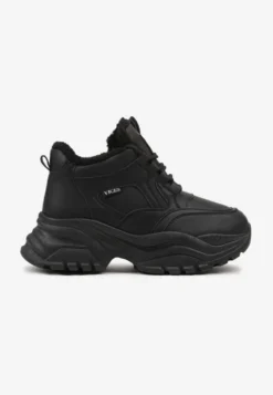 Czarne Streetwearowe Sneakersy Vices Chunky w Stylu Traperów na Platformie Leate