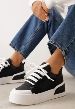 Czarne Streetwearowe Sneakersy Trampki na Platformie Danenith