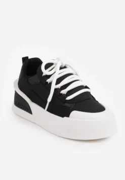 Czarne Streetwearowe Sneakersy Trampki na Platformie Danenith