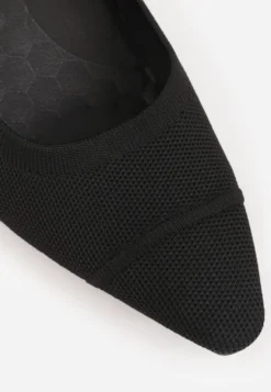 Czarne Strukturalne Czółenka VICES na Słupkowym Obcasie z Wkładką Soft-Pillow Abathise
