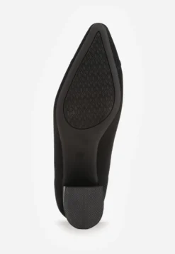 Czarne Strukturalne Czółenka VICES na Słupkowym Obcasie z Wkładką Soft-Pillow Abathise