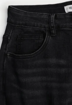 Czarne Szerokie Jeansy Palazzo z Bawełną High Waist Zinnasira