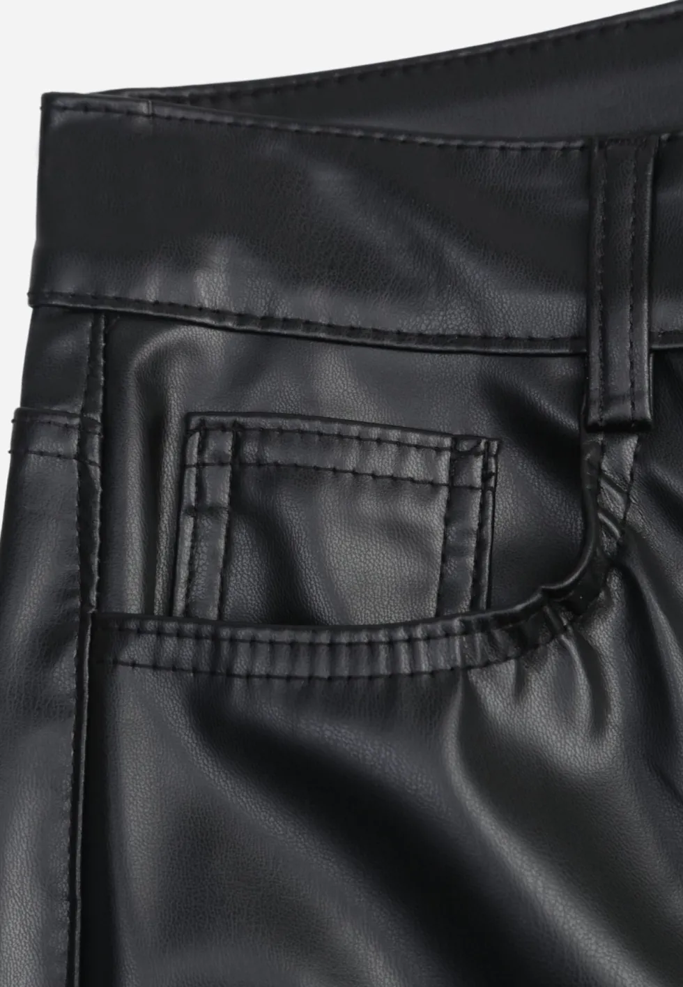 Czarne Szerokie Spodnie High Waist z Imitacji Skóry Enawinn