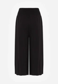 Czarne Szerokie Spodnie High Waist o Długości 7/8 Rathi