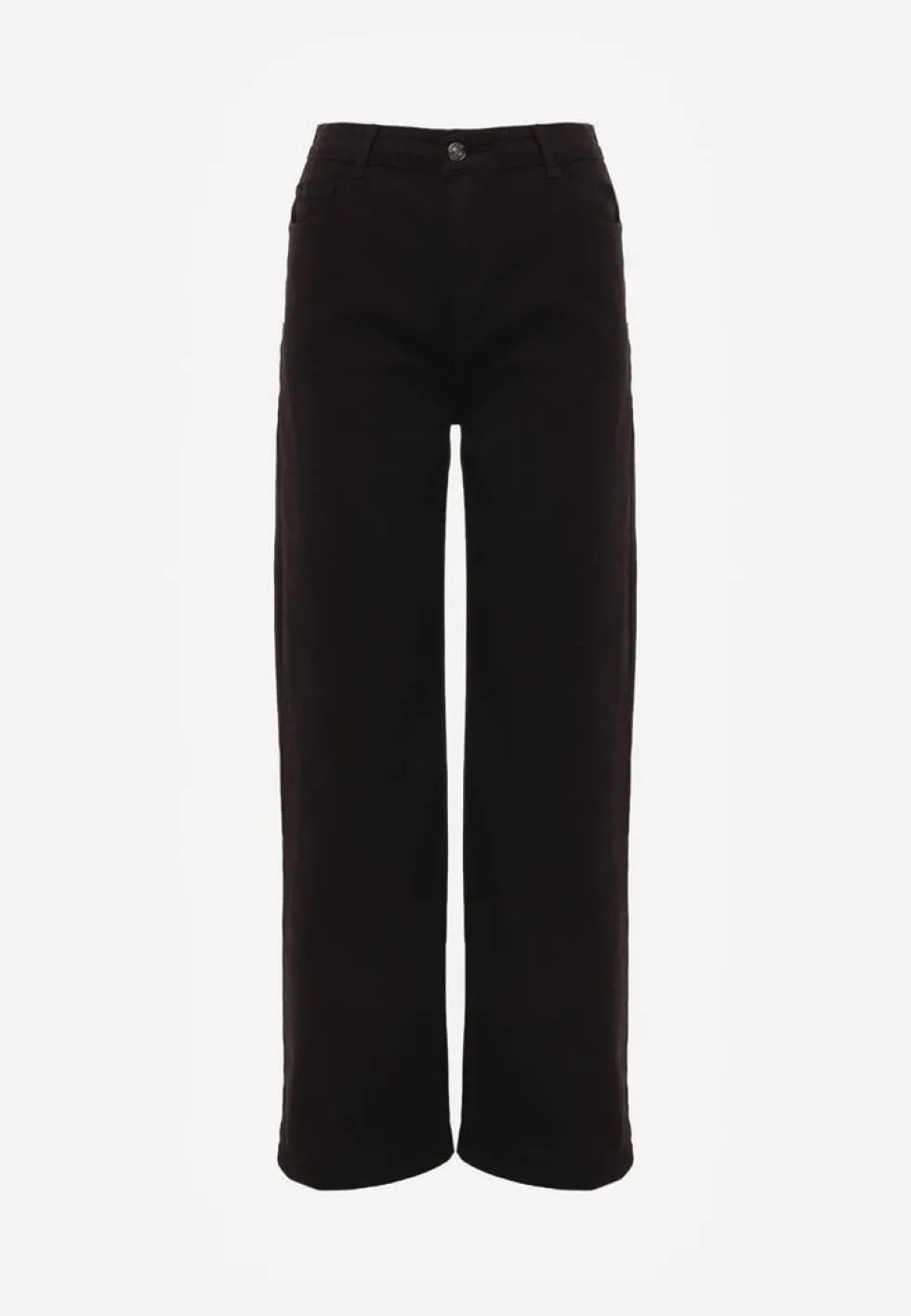 Czarne Szerokie Spodnie High Waist z Bawełny Rhethyphe