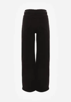 Czarne Szerokie Spodnie High Waist z Bawełny Rhethyphe