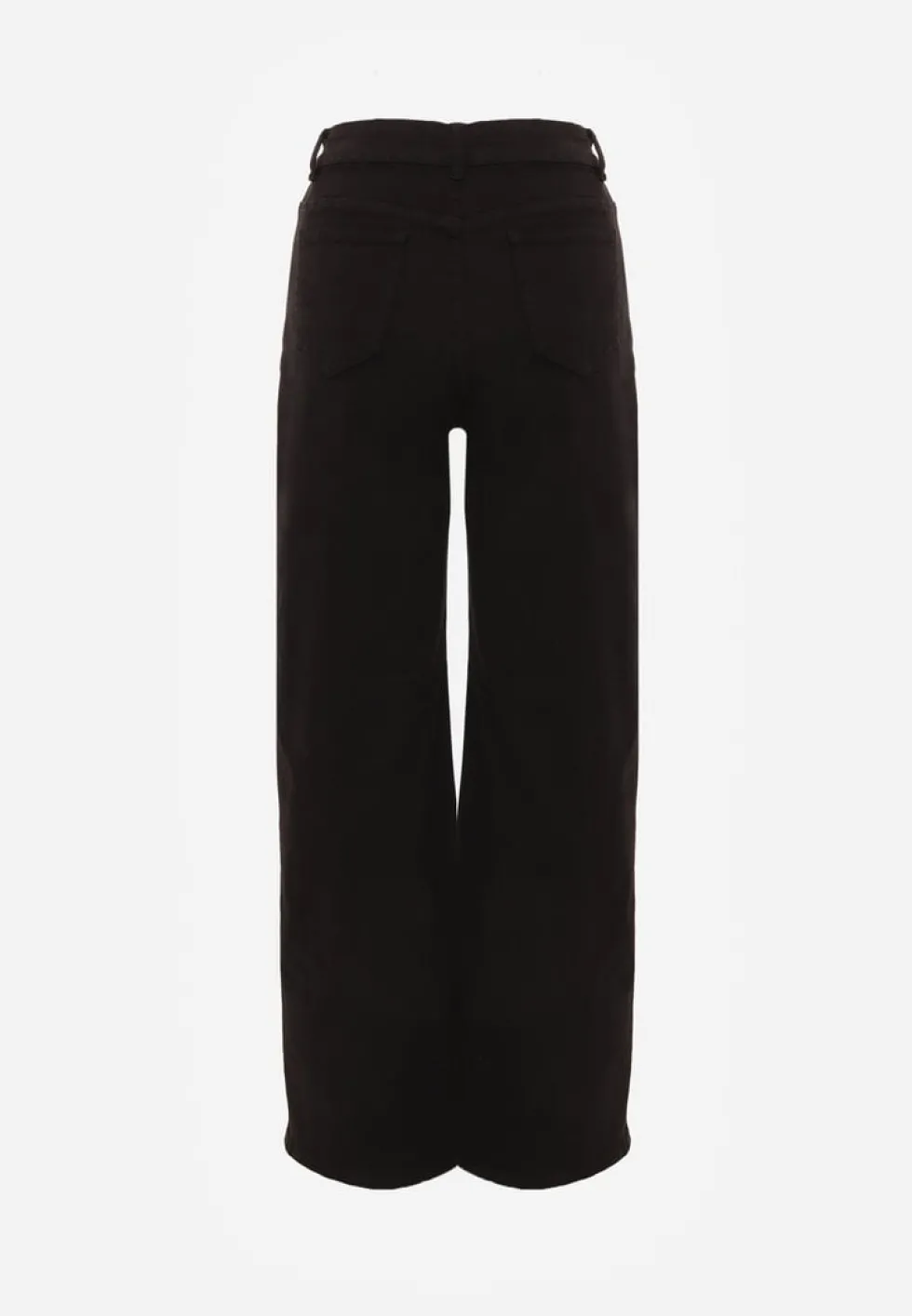 Czarne Szerokie Spodnie High Waist z Bawełny Rhethyphe