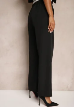 Czarne Szerokie Spodnie w Eleganckim Stylu Hanessame