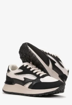 Czarne Sznurowane Sneakersy na Grubej Podeszwie Kylynn