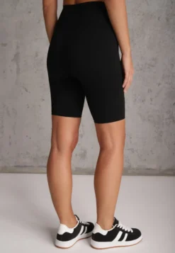Czarne Szorty Kolarki High Waist z Gumką w Talii Xelfea