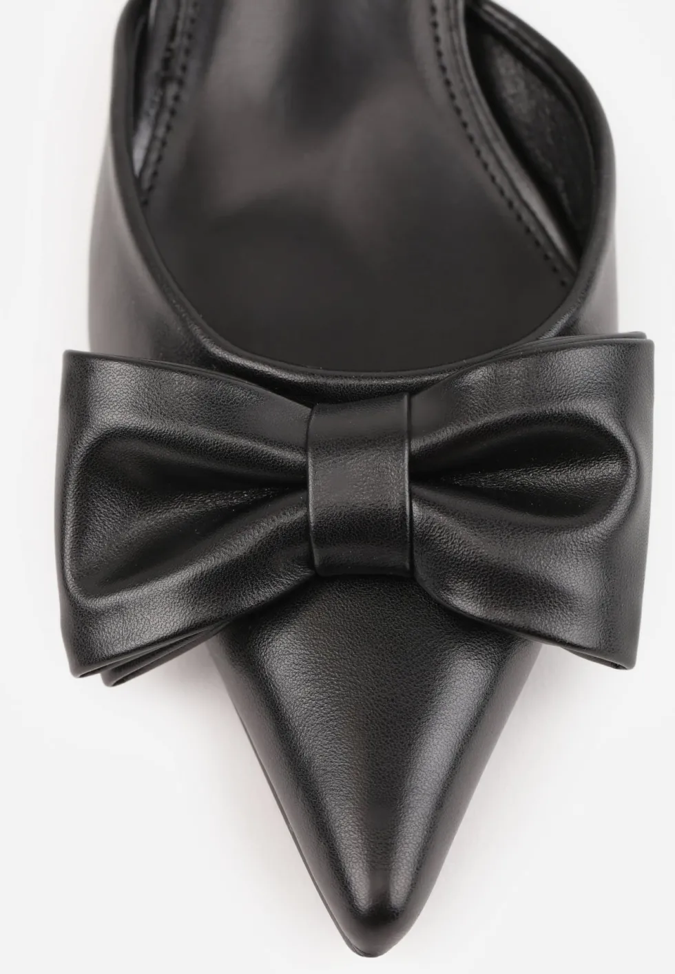 Czarne Szpilki Slingback Ozdobione z Przodu Kokardą Urea