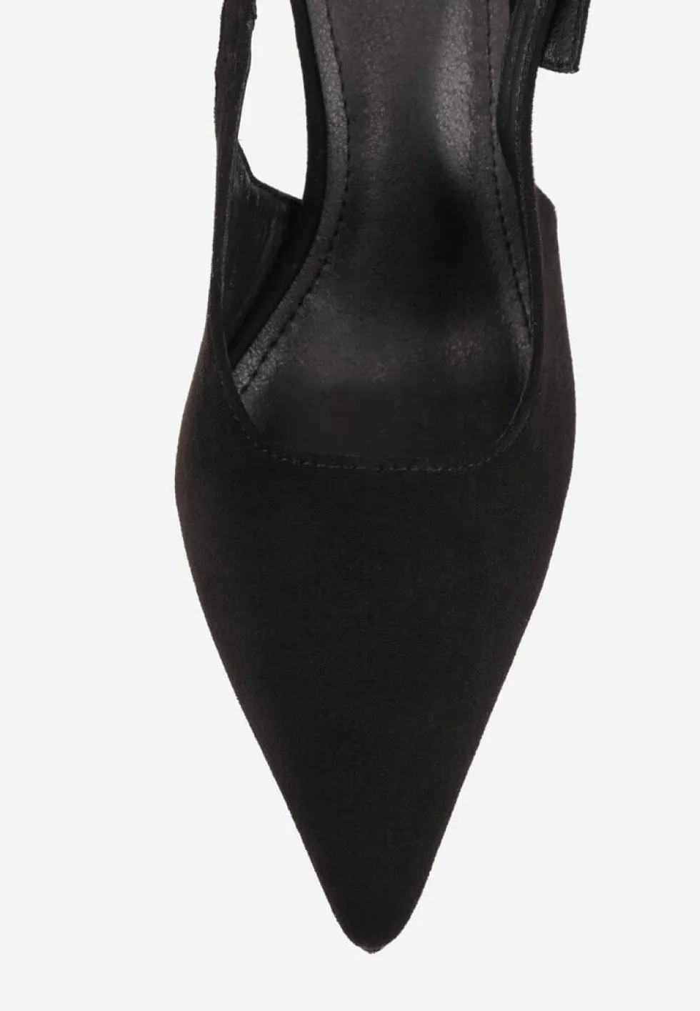 Czarne Szpilki Slingback VICES z Imitacji Zamszu z Prostokątną Klamerką Natuma