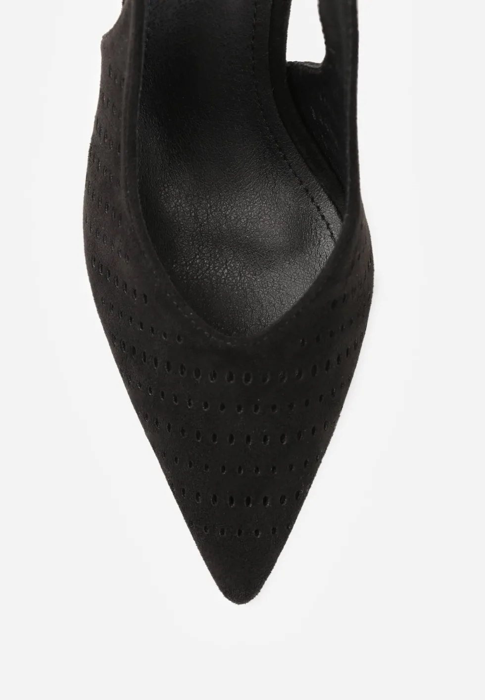 Czarne Szpilki Slingback z Ażurową Cholewką Nessnore