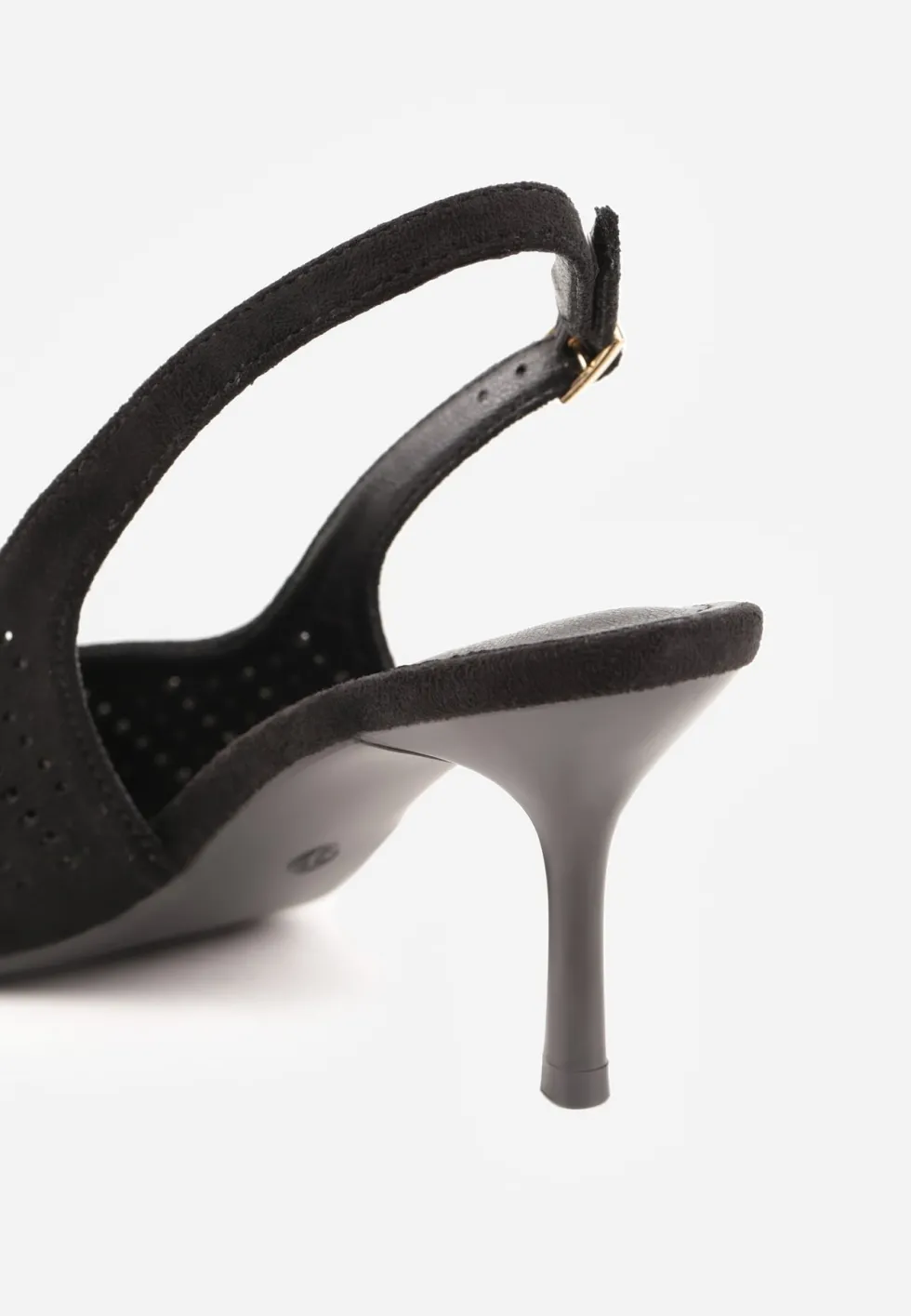 Czarne Szpilki Slingback z Ażurową Cholewką Nessnore