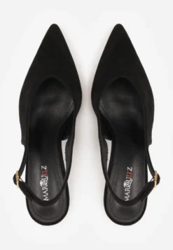 Czarne Szpilki Slingback z Ażurową Cholewką Nessnore