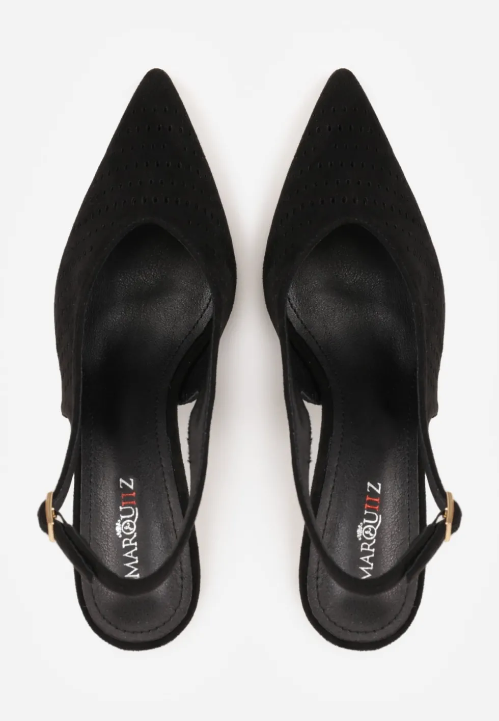 Czarne Szpilki Slingback z Ażurową Cholewką Nessnore