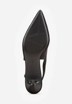 Czarne Szpilki Slingback z Ażurową Cholewką Nessnore